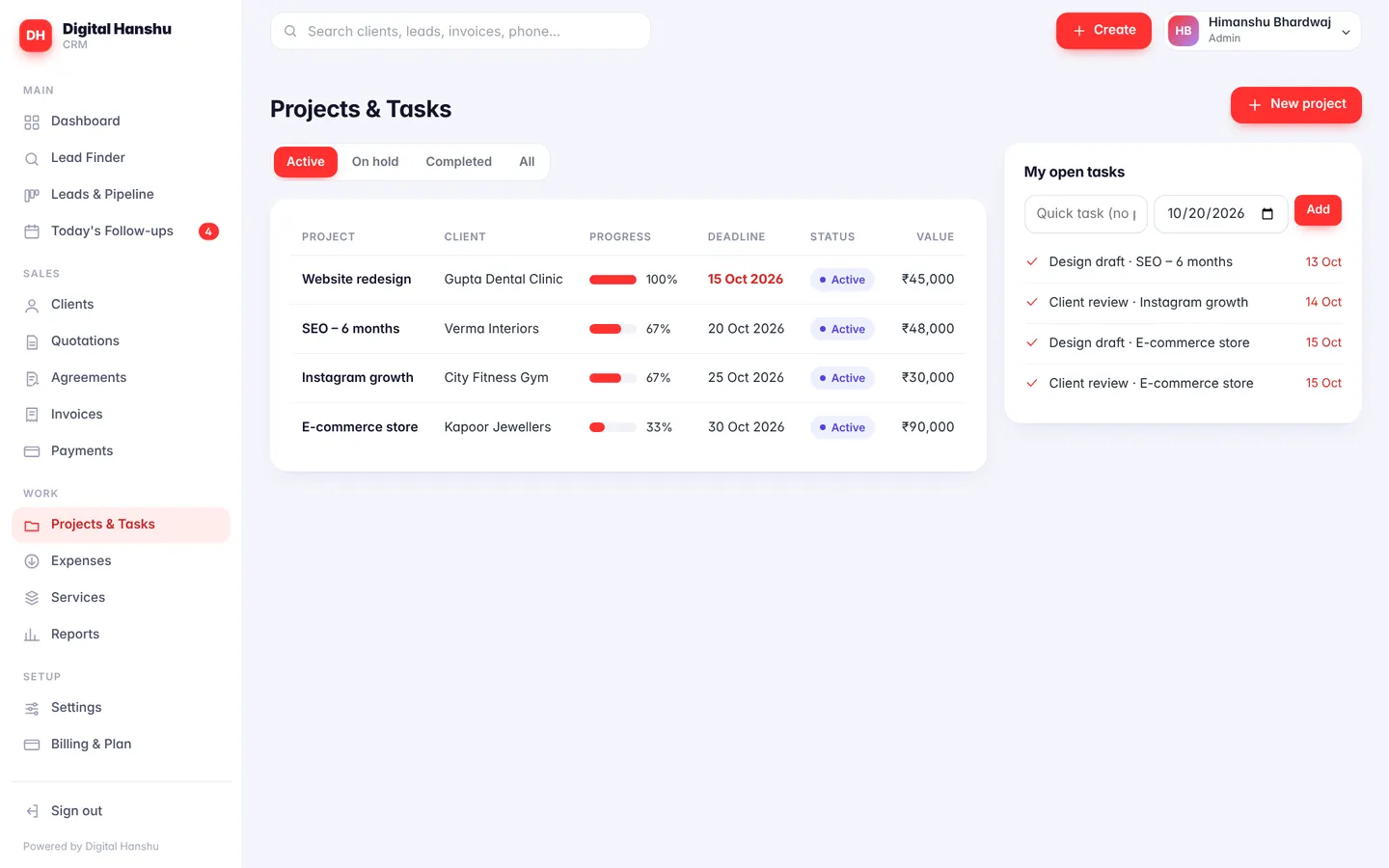 Digital Hanshu CRM – Projects